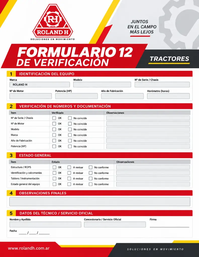Formulario 12 de Verificación Tractores