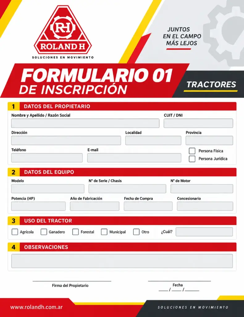 Formulario 01 de Inscripción Tractores
